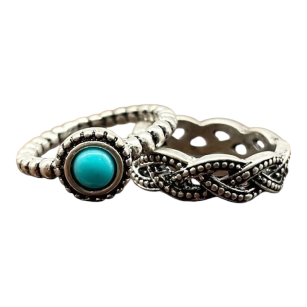 TURQUOISE RING and Band Set Size 6